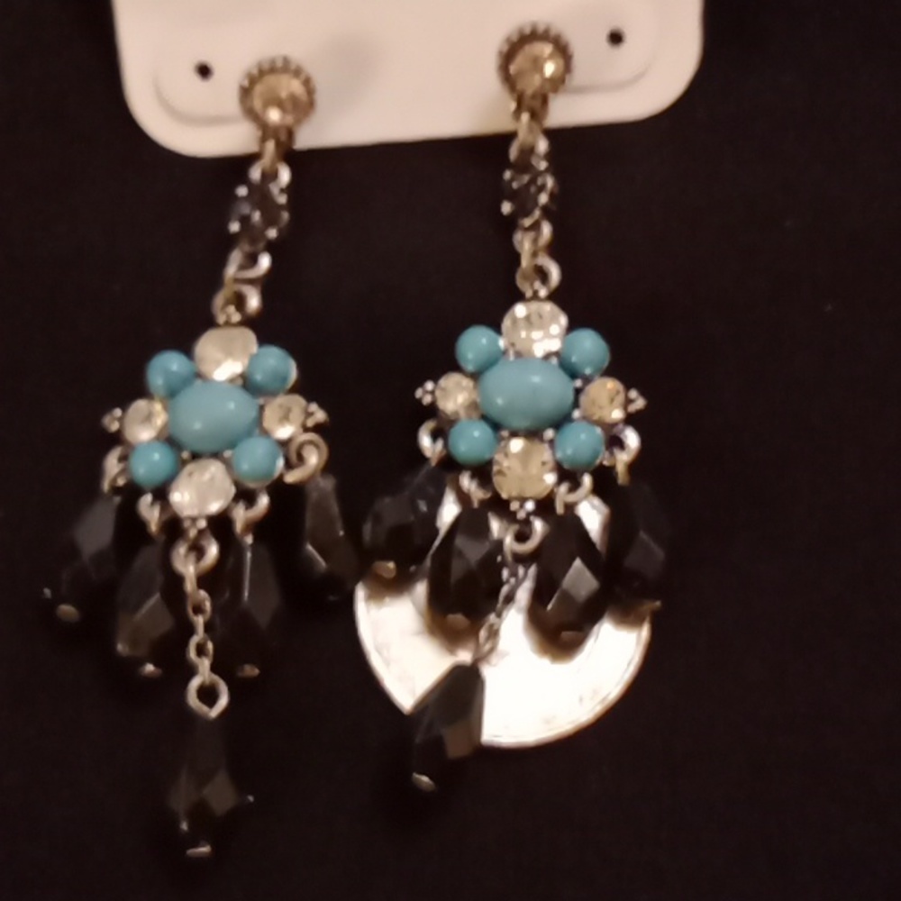New charming charlie blue , black & clear post dangle earrings - Picture 6 of 6